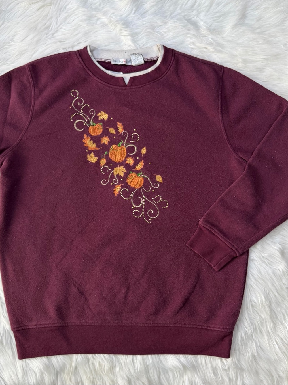 Hasting & Smith Vintage Pumpkin Embroidered "Grandma" Sweater